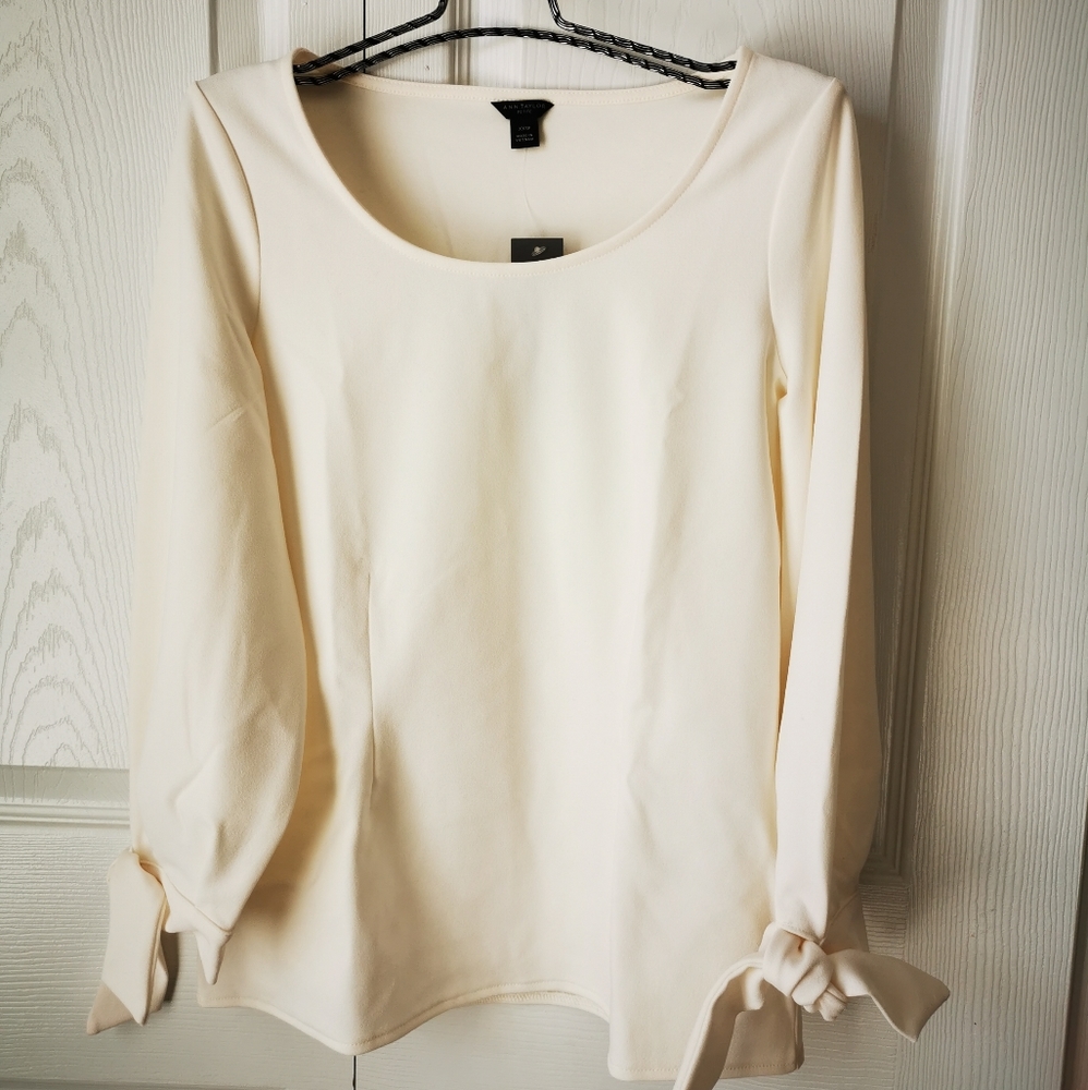Ann Taylor tie sleeve ponte blouse xxsp